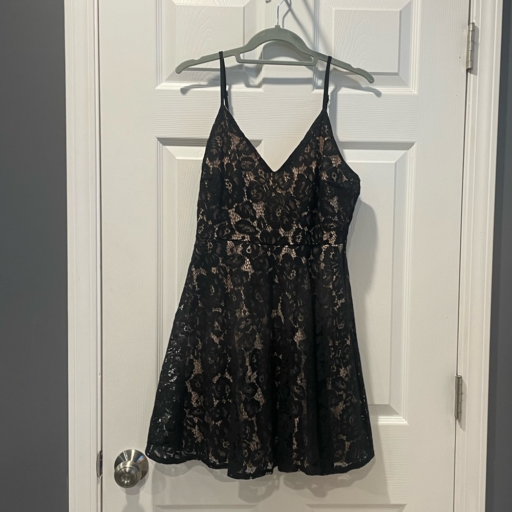 Lulu’s Lacy Minidress Black and Cream